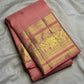 Close-up of the yaanai zari border on the Pattu Roja pink Kanchipuram silk saree