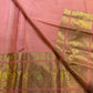 Pattu Roja pink Kanchipuram silk Butta saree with gold zari buttas, draped