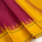 Handwoven pure silk Kancheepuram saree in deep arakku red with Pattupet silk-only weave and canary yellow Thazhampoo Reku Korvai border Silk Mark certified