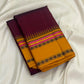 Mulberry Maroon Handwoven Pure Silk Kanchipuram Pattupet Saree with Turmeric Yellow Border