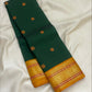Deep Emerald Green Handwoven Pure Silk Kanjivaram Pattupet Saree with Turmeric Gold Border