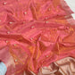 Folded view of Peach Ember Pure Silk Chanderi Saree with Antique Gold Border