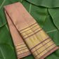 Peach handwoven Kancheepuram pure silk saree with vairaoosi weave and varisaipet mayil butta border — Idam Living