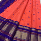 Peach Korvai Kanjivaram pure silk saree draped view