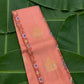 Peach and peach pink butta Kanjeevaram silk saree with pochampally ikat border and hexagonal silk thread butta — Idam Living