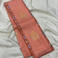 Peach pink pochampally ikat pallu with geometric panels on peach Kanjeevaram silk saree — Idam Living