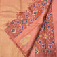 Folded view of peach and peach pink pochampally ikat Kanjeevaram silk saree — Idam Living