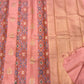 Silk thread hexagonal butta detail on peach pure silk Kanjeevaram saree body — Idam Living