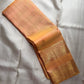 Peach Handwoven Pure Silk Kancheepuram Saree with Rettapet and Peacock Border