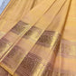 Peach Handwoven Pure Silk Kancheepuram Saree with Rettapet and Peacock Border
