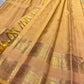 Peach Handwoven Pure Silk Kancheepuram Saree with Rettapet and Peacock Border