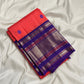 Peach Seer Pett Kanchipuram silk saree with purple border