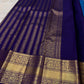 Peacock Blue Handwoven Pure Silk Kancheepuram Saree with Gold Buttas and Deep Violet Zari Border