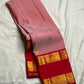 Vintage Rose and Ruby Red Handwoven Pure Silk Kanchipuram Saree with Rettapet Border
