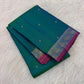 Peacock Blue Handwoven Pure Silk KanchiPattu Saree with Small Gold Buttas & Petite Zari Elephant Border