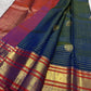 Displayed pallu of Vairaoosi saree showing richly woven zari lattice work and decorative Rudhraksham motifs.