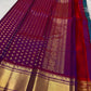 Peacock Blue Handwoven Pure Silk Kanchipuram Saree with Petite Zari Buttas and Magenta Gold Border