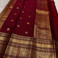 Detail of ornate gold zari Yaanai Ambari elephant procession Butta woven across shot colour peacock blue Kanjeevaram silk