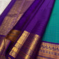 Authentic Kancheepuram Korvai silk saree with emerald teal body and striking purple contrast pallu