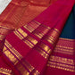 Peacock Blue Handwoven Pure Silk Kanjivaram Saree with Varisaipet Chedi Butta and Korvai Magenta Border