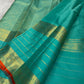 Shot Aqua Turquoise and Sea Green Handwoven Pure Silk Kanchi Pattu Saree with Zari Kattam Butta and Vanasringaram Border