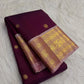Royal plum Pure Silk KanchiPattu saree with peacock and lotus Butta motifs
