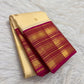 Gold zari peacock motifs scattered on the ivory silk body of a Varisaipet Kanjipuram saree