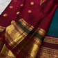 Pure silk teal Butta saree with spaced gold Elephant Ambari motifs across the body