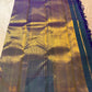 Peacock Teal Pure Silk KanchiPattu Ettukol Saree - heritage gold border detail