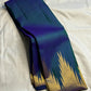 Peacock Teal Pure Silk KanchiPattu Ettukol Saree - full saree view