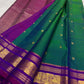 Deep purple korvai sorgavasal peacock border on peacock teal Kanjivaram pure silk saree — Idam Living