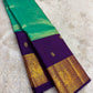Rich purple pallu with gold zari vanasringaram on peacock teal Kanjeevaram silk saree — Idam Living