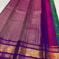 Sorgavasal peacock medallion close-up on peacock teal Kanchipuram pure silk saree — Idam Living