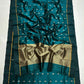 Peacock teal Pattu Silk Chanderi handloom saree with gold pallu and deep teal borders.