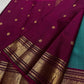 Peacock Teal pure KanchiPattu silk saree – elephant zari buttas, handwoven full view — Idam Living