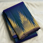 Peacock Teal Pure Silk KanchiPattu Ettukol Saree - draped hero view