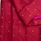 Peacock teal zari pallu of raspberry red Kanchipuram silk saree