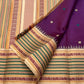 Royal Purple pure silk Kanchipuram saree — peacock thread border