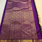 Pearl Beige and Deep Violet Handwoven Pure Silk KanchiPattu Saree with Mayil Chakram Butta and Korvai Border