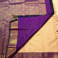 Pearl Beige and Deep Violet Handwoven Pure Silk KanchiPattu Saree with Mayil Chakram Butta and Korvai Border
