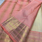 Pearl Ivory Handwoven Pure Silk KanchiPattu Butta Saree with Lotus Pink and Peach Gold Zari Border