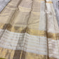 Varisaipet border banding with narrow Veldhari zari lines on pearl ivory pure silk.