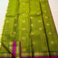 Peridot green Kanjipuram silk saree, pallu with gold zari work