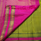 Peridot green Zari Kattam Kanjipuram silk saree, folded view