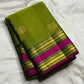 Peridot green Kanjipuram silk saree, Kamalam and Maanga zari buttas close-up