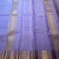 Lavender Violet Handwoven Pure Silk KanchiPattu Saree with Antique Gold Zari Buttas and Ornamental Border