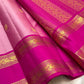 Petal Pink Pure Silk Kanchipuram Rettapet Saree with Rani Pink Mayil Border