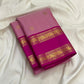 Petal Pink Pure Silk Kanchipuram Rettapet Saree with Rani Pink Mayil Border
