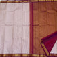 Red and Ivory Handwoven Pure Silk Kanchipuram Saree with Mini Kattam and Arakku Border, folded saree presentation