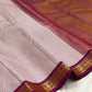 Red and Ivory Handwoven Pure Silk Kanchipuram Saree with Mini Kattam and Arakku Border, body and border detail